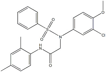 2-[3-chloro-4-methoxy(phenylsulfonyl)anilino]-N-(2,4-dimethylphenyl)acetamide Structure