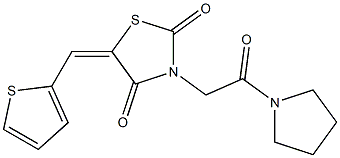 3-[2-oxo-2-(1-pyrrolidinyl)ethyl]-5-(2-thienylmethylene)-1,3-thiazolidine-2,4-dione 구조식 이미지