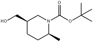 1-Piperidinecarboxylic acid, 5-(hydroxymethyl)-2-methyl-, 1,1-dimethylethyl ester, (2S,5R)- Structure