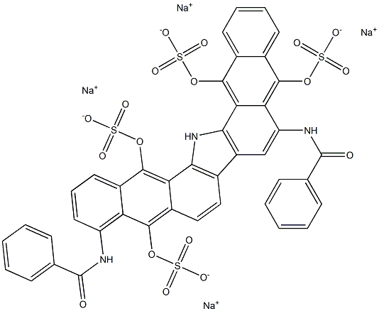 Benzamide, N,N'-[5,10,15,17-tetrakis(sulfooxy)-16H-dinaphtho[2,3-a:2',3'-i]carbazole-4,9-diyl]bis-, tetrasodium salt 구조식 이미지