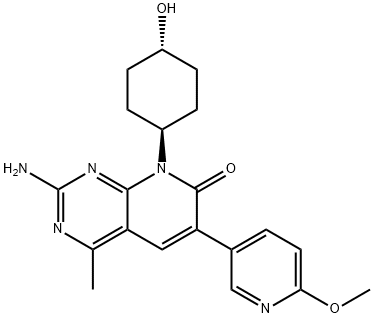 2-amino-8-((1r,4r)-4-hydroxycyclohexyl)-6-(6-methoxypyridin-3-yl)-4-methylpyrido[2,3-d]pyrimidin-7(8H)-one Structure
