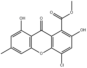 4-Chloro-2,8-dihydroxy-6-methyl-9-oxo-9H-xanthene-1-carboxylic acid methyl ester 구조식 이미지