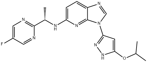 N-[(1S)-1-(5-fluoropyrimidin-2-yl)ethyl]-3-(5-isopropoxy-1H-pyrazol-3-yl)-3H-imidazo[4,5-b]pyridin-5-amine Structure
