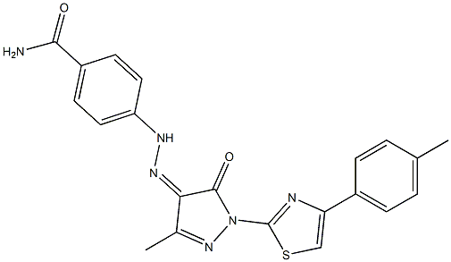 4-(2-{3-methyl-1-[4-(4-methylphenyl)-1,3-thiazol-2-yl]-5-oxo-1,5-dihydro-4H-pyrazol-4-ylidene}hydrazino)benzamide 구조식 이미지