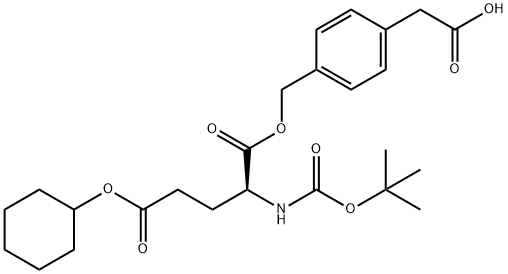 2-[4-({[(2S)-2-{[(tert-butoxy)carbonyl]amino}-5-(cyclohexyloxy)-5-oxopentanoyl]oxy}methyl)phenyl]acetic acid Structure