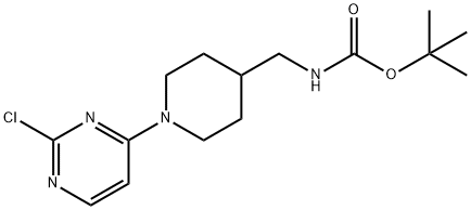 Carbamic acid, N-[[1-(2-chloro-4-pyrimidinyl)-4-piperidinyl]methyl]-, 1,1-dimethylethyl ester 구조식 이미지