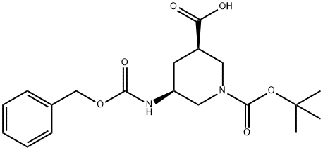 (3R,5S)-5-(((benzyloxy)carbonyl)amino)-1-(tert-butoxycarbonyl)piperidine-3-carboxylic acid Structure