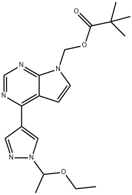 [4-[1-(1-ethoxyethyl)-1H-pyrazol-4-yl]-7H-pyrrolo[2,3-d]pyrimidin-7-yl]methyl 구조식 이미지
