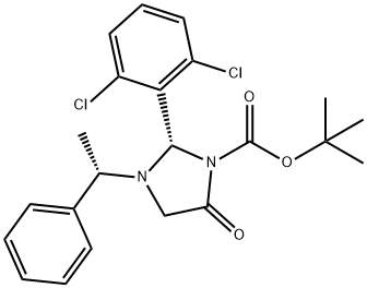 (S)-Boc-2-(2,6-dichlorophenyl)-1-((S)-1-phenylethyl)imidazolidin-4-one Structure