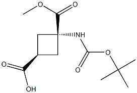 cis-3-{[(tert-butoxy)carbonyl]amino}-3-(methoxycarbonyl)cyclobutane-1-carboxylic acid Structure