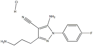 5-amino-3-(3-aminopropyl)-1-(4-fluorophenyl)-1H-pyrazole-4-carbonitrile hydrochloride 구조식 이미지