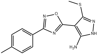 4-[3-(4-methylphenyl)-1,2,4-oxadiazol-5-yl]-3-(methylsulfanyl)-1H-pyrazol-5-amine Structure