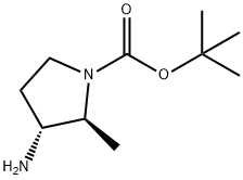 1-Pyrrolidinecarboxylic acid, 3-amino-2-methyl-, 1,1-dimethylethyl ester, (2S,3R)- Structure