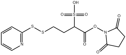 Butanoic acid, 4-(2-pyridinyldithio)-2-sulfo-, 1-(2,5-dioxo-1-pyrrolidinyl) ester 구조식 이미지