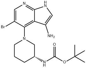 tert-butyl (R)-(1-(3-amino-5-bromo-1H-pyrrolo[2,3-b]pyridin-4-yl)piperidin-3-yl)carbamate Structure