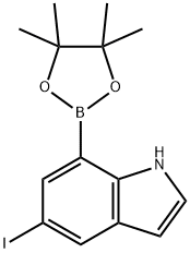 1H-Indole, 5-iodo-7-(4,4,5,5-tetramethyl-1,3,2-dioxaborolan-2-yl)- 구조식 이미지