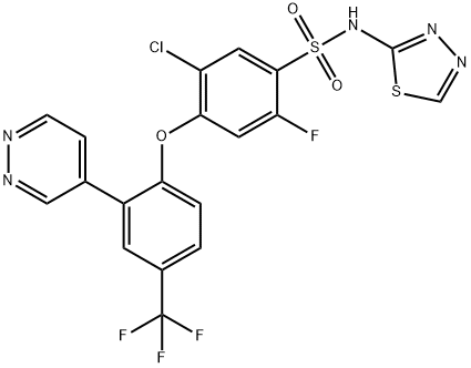 Benzenesulfonamide, 5-chloro-2-fluoro-4-[2-(4-pyridazinyl)-4-(trifluoromethyl)phenoxy]-N-1,3,4-thiadiazol-2-yl- 구조식 이미지