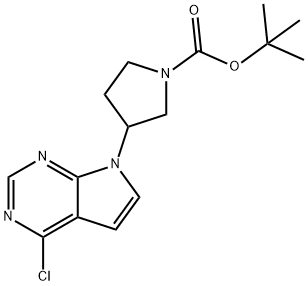 tert-Butyl 3-(4-chloro-7H-pyrrolo[2,3-d]pyrimidin-7-yl)pyrrolidine-1-carboxylate Structure