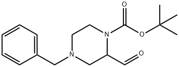 4-Benzyl-2-formyl-piperazine-1-carboxylic acid tert-butyl ester Structure