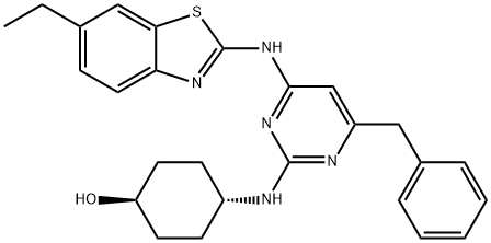 trans-4-[[4-[(6-Ethyl-2-benzothiazolyl)amino]-6-(phenylmethyl)-2-pyrimidinyl]amino]cyclohexanol Structure