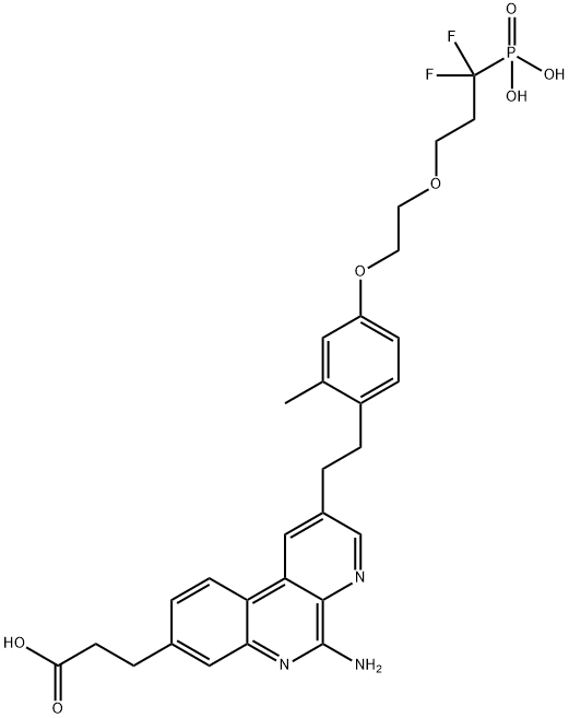 Benzo[f][1,7]naphthyridine-8-propanoic acid, 5-amino-2-[2-[4-[2-(3,3-difluoro-3-phosphonopropoxy)ethoxy]-2-methylphenyl]ethyl]- 구조식 이미지