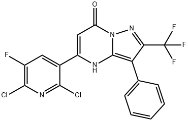 5-(2,6-Dichloro-5-fluoro-3-pyridinyl)-3-phenyl-2-(trifluoromethyl)-pyrazolo[1,5-a]pyrimidin-7(4H)-one Structure