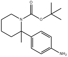 1-Piperidinecarboxylic acid, 2-(4-aminophenyl)-2-methyl-, 1,1-dimethylethyl ester Structure