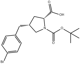 (2R,4R)-4-[(4-bromophenyl)methyl]-1-[(2-methylpropan-2-yl)oxycarbonyl]pyrrolidine-2-carboxylic acid Structure