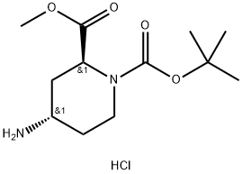 trans-1-tert-Butyl 2-methyl-4-Aminopiperidine-1,2-dicarboxylate hydrochloride Structure