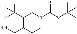 4-Aminomethyl-3-trifluoromethyl-piperidine-1-carboxylic acid tert-butyl ester 구조식 이미지