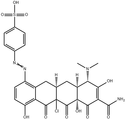 4-((8-carbamoyl-5a-chloro-10-(dimethylamino)-4,6a,9-trihydroxy-5,6,7-trioxo-5,5a,6,6a,7,10,10a,11,11a,12-decahydrotetracen-1-yl)diazenyl)benzenesulfonic acid Structure