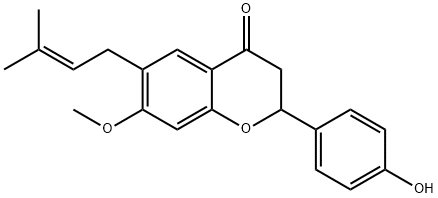 2-(4-hydroxyphenyl)-7-methoxy-6-(3-methylbut-2-en-1-yl)chroman-4-one Structure