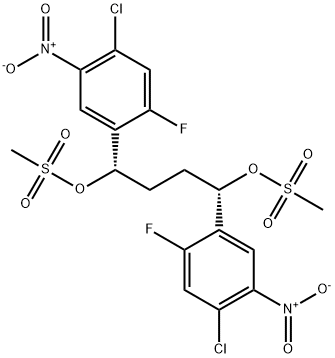 (1S,4S)-1,4-bis(4-chloro-2-fluoro-5-nitrophenyl)butane-1,4-diyl dimethanesulfonate Structure