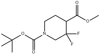 1,4-Piperidinedicarboxylic acid, 3,3-difluoro-, 1-(1,1-dimethylethyl) 4-methyl ester 구조식 이미지