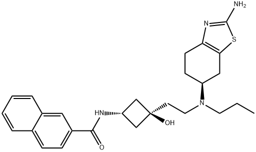 N-((1R,3r)-3-(2-(((S)-2-amino-4,5,6,7-tetrahydrobenzo[d]thiazol-6-yl)(propyl)amino)ethyl)-3-hydroxycyclobutyl)-2-naphthamide Structure