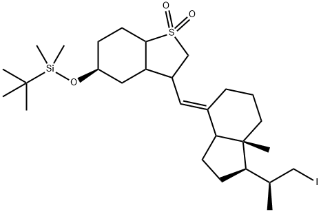 tert-Butyl-{3-[1-(2-iodo-1-methyl-ethyl)-7a-methyl-octahydro-inden-4-ylidenemethyl]-1,1-dioxo-octahydro-1l6-benzo[b]thiophen-5-yloxy
}-dimethyl-silane Structure