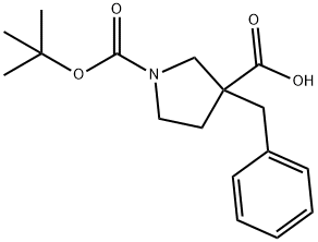 3-Benzyl-1-(tert-butoxycarbonyl)pyrrolidine-3-carboxylic acid 구조식 이미지