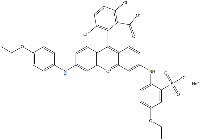 Xanthylium, 9-(2-carboxy-3,6-dichlorophenyl)-3-[(4-ethoxyphenyl)amino]-6-[(4-ethoxysulfophenyl)amino]-, inner salt, monosodium salt 구조식 이미지