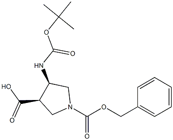 (3R,4R)-1-((benzyloxy)carbonyl)-4-((tert-butoxycarbonyl)amino)pyrrolidine-3-carboxylic acid Structure