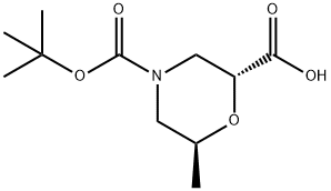 (2R,6S)-4-(tert-butoxycarbonyl)-6-methylmorpholine-2-carboxylic acid Structure