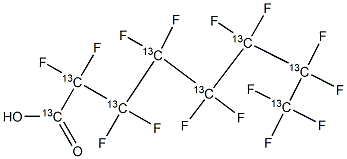 Octanoic-1,2,3,4,5,6,7,8-13C8 acid, 2,2,3,3,4,4,5,5,6,6,7,7,8,8,8-pentadecafluoro- 구조식 이미지