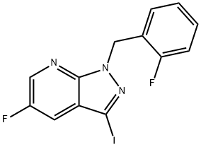 5-fluoro-1-(2-fluorobenzyl)-3-iodo-1H-pyrazolo[3,4-b]pyridine 구조식 이미지