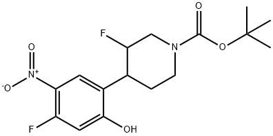 tert-butyl 3-fluoro-4-(4-fluoro-2-hydroxy-5-nitrophenyl)piperidine-1-carboxylate Structure