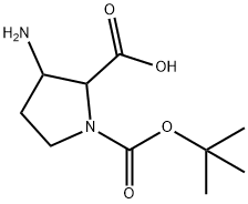 1,2-Pyrrolidinedicarboxylic acid, 3-amino-, 1-(1,1-dimethylethyl) ester 구조식 이미지