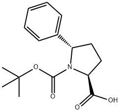 1,2-Pyrrolidinedicarboxylic acid, 5-phenyl-, 1-(1,1-dimethylethyl) ester, (2S,5S)- 구조식 이미지