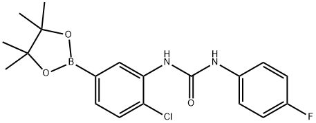 1-(2-chloro-5-(4,4,5,5-tetramethyl-1,3,2-dioxaborolan-2-yl)phenyl)-3-(4-fluorophenyl)urea 구조식 이미지