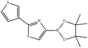 4-(4,4,5,5-tetramethyl-1,3,2-dioxaborolan-2-yl)-2-(thiophen-3-yl)thiazole 구조식 이미지