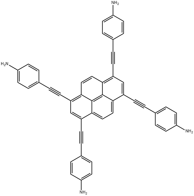 [4,4',4'',4'''-[Pyrene-1,3,6,8-tetrayltetrakis(ethyne-2,1-diyl)]tetraaniline] 구조식 이미지