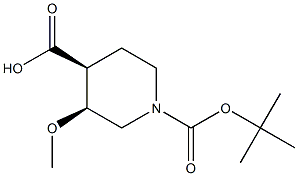 (3S,4S)-1-(tert-butoxycarbonyl)-3-methoxypiperidine-4-carboxylic acid 구조식 이미지