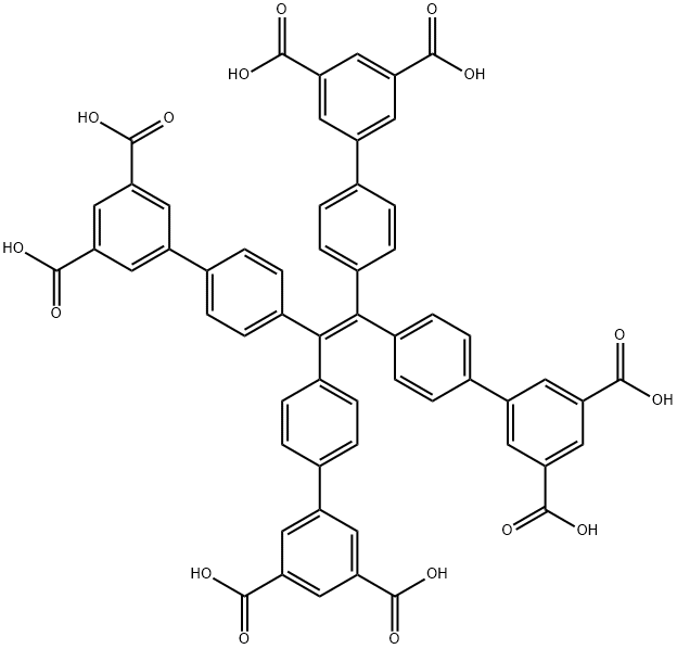 [1,1'-Biphenyl]-3,5-dicarboxylic acid, 4'-[1,2,2-tris(3',5'-dicarboxy[1,1'-biphenyl]-4-yl)ethenyl]- 구조식 이미지